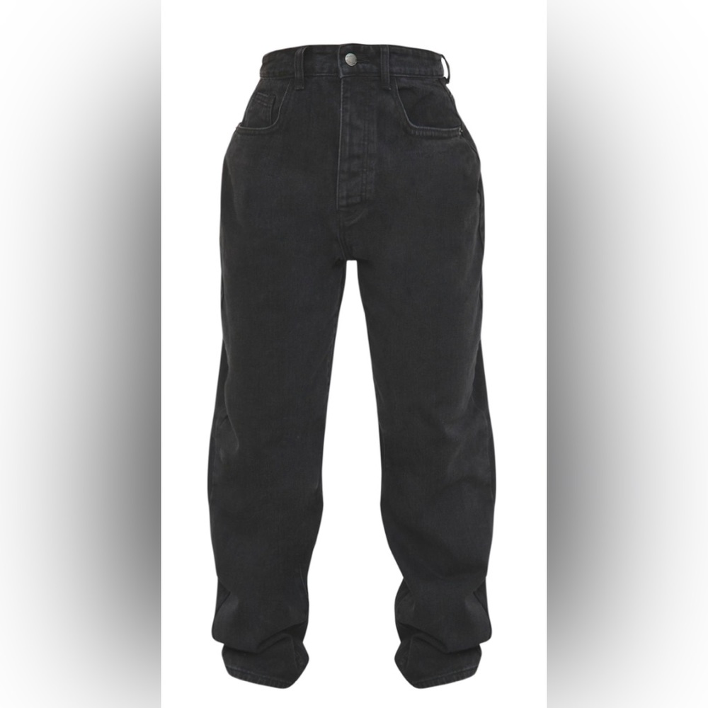 PRETTYLITTLETHING Washed Black Boyfriend Jeans